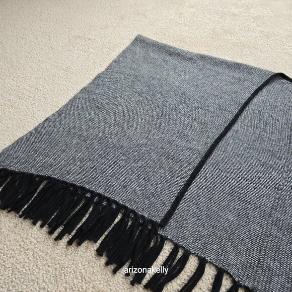 {{{Thick}}} Cashmere Wrap Birdseye Knit Black & White Symphony - Picture 10 of 14